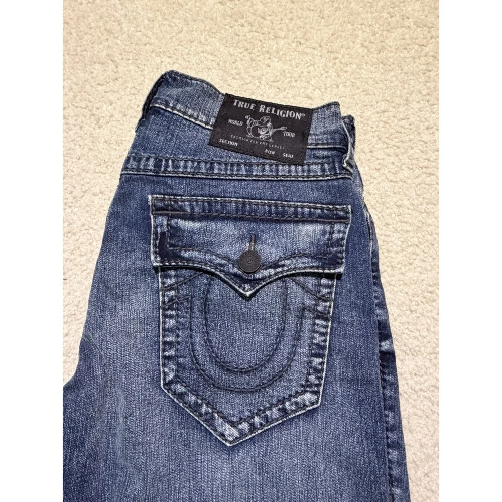 True Religion Ricky Relaxed Straight Jeans Men's 32 Medium Wash Flap Pocket Y2K